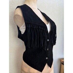 Laurice Leather Fringe Vest Sz Medium